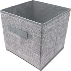 a gray fabric storage bin with handles