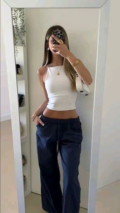 OYANUS Capris for Women Casual Summer Loose Comfy Drawstring Wide Leg Capri Pants with Pockets Latina Outfits, Photos Inspo, Outfit Inspo Casual, Stockholm Fashion, Dinner Outfits, Outfits Casuales