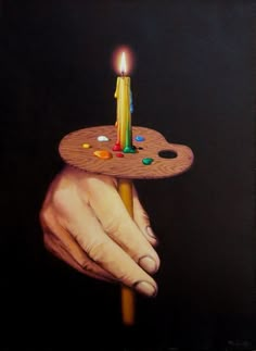 a painting of a person holding a candle in their hand