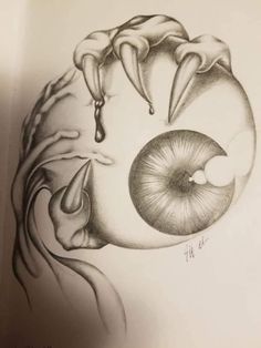 a drawing of an eye with drops of water coming out of it