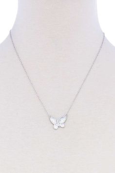 Imported CUTE BUTTERFLY CHIC NECKLACE Rhodium FBJ Cute Butterfly Chic Necklace split Necklaces approx. 18" split Metal Cuff Bracelet, Chic Necklace, Cute Butterfly, Butterfly Necklace, Rhinestone Necklace, Metal Bracelets, Metal Necklaces, Fashion Jewelry Necklaces, Accessories Necklace