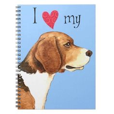 a brown and white dog with a heart on it's face spiral notebooks