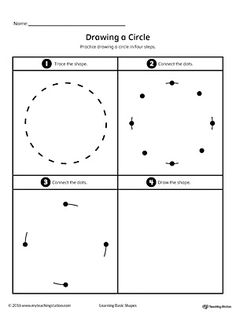 the diagram shows how to draw a circle with dots and lines in each square, which are