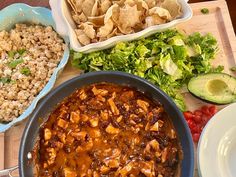 the meal is prepared and ready to be eaten on the table with other food items