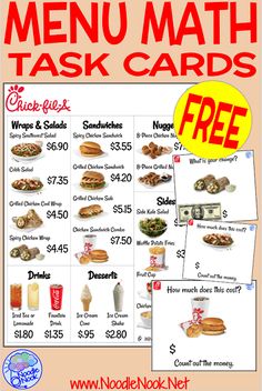 a menu for a fast food restaurant with prices and coupons on it's side