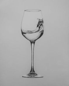 a drawing of a wine glass with water in it