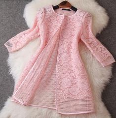 Romantic Lifestyle, Lace Dress With Sleeves, فستان سهرة, Pink Coat, Designs For Dresses, Kurti Designs, Pink Lace, Dress Fashion, Pink Fashion