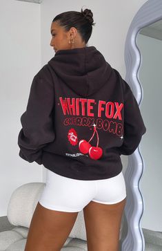 Don't Waste Time Hoodie Charcoal Cherry White Fox Hoodie, White Fox Cherry Hoodie, White Fox Tracksuit, Printed Hoodie Men, Pretty Tops, Xmas List, Elegante Casual, Cherry Bomb