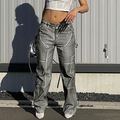 Ripped Top, Lace Ankle Boots, Street Fits, Grey Cargo Pants, Grunge Outfit, Skirt And Top Set