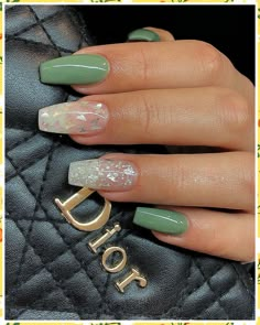 Christmas Nails Acrylic - Want more information and details? Click to visit for more designs. Green Acrylic Nails, Simple Acrylic Nails, Classy Nails, Pretty Acrylic Nails, Short Acrylic Nails