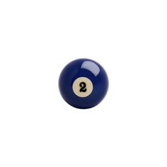 a blue pool ball with the number two on it's side, against a white background