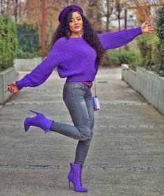 Purple Violet Purple Boots, Purple Style, 15k Followers, Purple Sweater, Purple Fashion, Over Knee Boot, Instagram Photos, Photo And Video, Instagram Photo