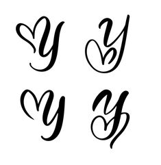 the letters y and y with hearts