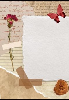 a piece of paper with some flowers on it and a penny sitting next to it