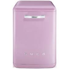 a pink trash can sitting on top of a white floor