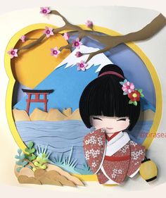 Mid Autumn Festival Craft, Asian Cards, Japanese Sewing Patterns, Japan Crafts, Diy Crafts Love, Textile Prints Design, Diy Wall Art Decor, Japanese Dolls, Quilling Designs