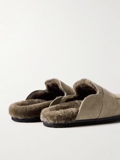 DESIGNED BY MR PORTER. Mr P.'s slippers are a comfortable, cosy and stylish option for wearing at home. Made from suede, they're lined with soft shearling and set on supportive Vibram Italy rubber soles. Rest assured, they'll more than look the part if you need to pop out. Slippers Photography, Country Mens Fashion, Men Slippers, Mr P, Slippers For Men, Suede Slippers, Summer Sunglasses, John Hardy, Loungewear Shorts