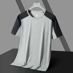 Plus Size T Shirt Men Top Tees Summer Streetwear Short Sleeves Casual– Queencloth Gray Short Sleeve Top For Outdoor, Gray Crew Neck T-shirt For Light Sports, Gray Short Sleeve Sports Shirt, Fitted Short Sleeve T-shirt For Outdoor, Gray Summer Outdoor Top, Gray Short Sleeve Sportswear T-shirt, Casual Stretch T-shirt For Outdoor, Casual Stretch T-shirt For Outdoor Activities, Gray Stretch Breathable T-shirt