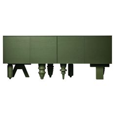 the sideboard is made out of green wood and has three legs on each side