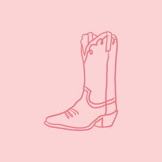 a drawing of a cowboy boot on a pink background