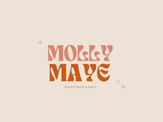 the word motley mayoe written in orange and pink on a beige background with stars