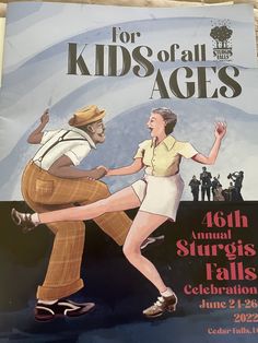 an advertisement for the children's museum shows a man and woman dancing with each other