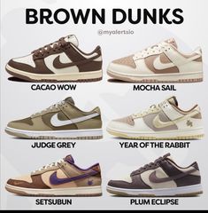 Brown Dunks, Back To School Shoes, Trendy Shoes Sneakers, Preppy Shoes, Pretty Shoes Sneakers, Jordan Shoes Retro, All Nike Shoes, Shoes Outfit Fashion, Cute Nike Shoes