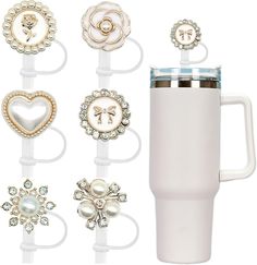 four different types of broochies and a cup