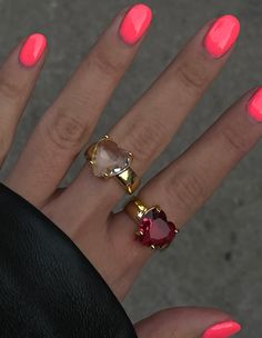 Inspired by the nostalgic gumball jewel rings, we gave these childhood baubles a luxe makeover with 14K plated gold and a chunky, juicy heart crystal that mirrors your birthstone color. Tarnish-resistant brass metal; engraved with BONBONWHIMS logo inside. As seen in TEEN VOGUE as a best gift option. Available in size 6, 7 and 8! Please note the ring is NON-ADJUSTABLE, please order in your size accordingly. Jewel Rings, April Aries, June Gemini, October Libra, March Pisces, Birthstone Colors, Peridot Green, Jewels Rings, Heart Crystal