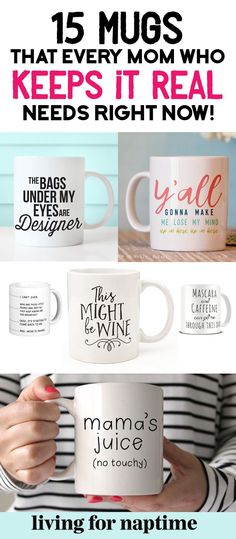 Yes I need every single one of these funny mugs for moms! #4 is hilarious and describes me perfectly! Mugs For Moms, Diy Gifts For Mom, Ideas Hogar, Diy Coffee, Cameo Projects, Cricut Creations, Mug Design