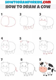 how to draw a cow for kids with step by step instructions on how to draw a cow