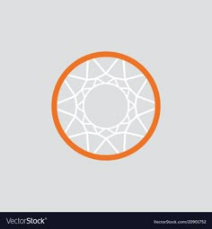 an orange and white circle on a gray background