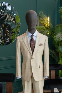 Book an appointment with us at www.modellobespoke.com for your next bespoke suit! Men's Business Outfits, Beige Suits, Men's Formal Style, Check Suit, Bespoke Suit, Brown Suits, Looking Dapper, Summer Suits, Book An Appointment