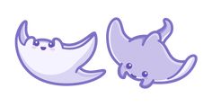 two purple and white bats with faces drawn in the style of cartoon characters, on a white background