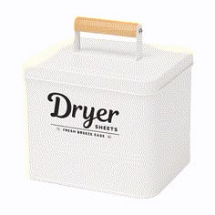 a white box with a wooden handle on the top that says dryer sweets in black lettering