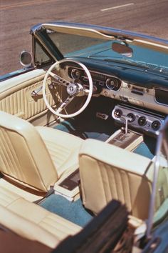 the interior of an older model car