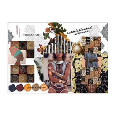 a collage of african women with different colors and designs on it's face