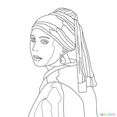 a girl with a pearl earring coloring page