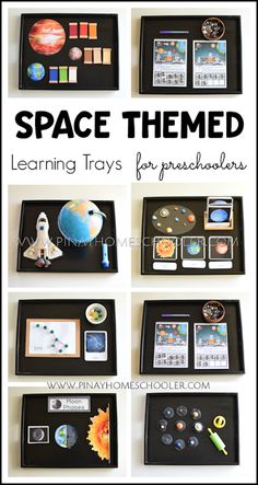 space themed learning trays for preschoolers