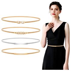 PRICES MAY VARY. 💐 GOLD METAL WAIST BELT 💐--- These gold belts are made of metal clasps and elastic metal spring waistband with slight weight. These stretchable metallic belts with smooth edges makes you feel more comfortable to wear on your waist. And the metal buckle can be hooked easily. 💐 CHIC AND ELEGANT DESIGN 💐---4 different buckle styles for your choice,smooth mirror buckle, pearl buckle,square buckle,semicircle buckle. Different styles will meet your various needs of different outfi Metal Waist Belt, Chain Waist Belt, Gold Metal Belt, Belt For Dress, Metal Dress, Waist Belts, Belt Gold, Mens Braids, Gold Belts