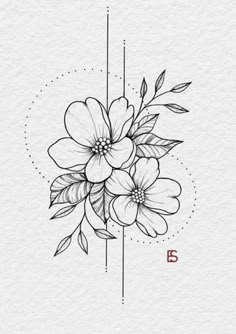 a black and white drawing of flowers with the number twenty on it's side