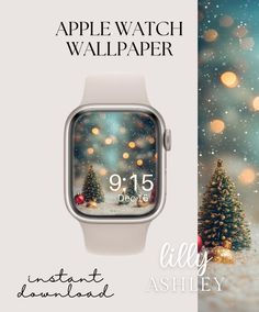 the apple watch wallpaper is displayed with christmas trees and snowflakes on it