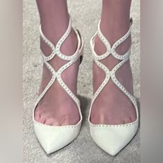 Beautiful Jimmy Choo’s. Wore Them At Wedding, But Beautiful For Other Occasions. Heels Are 4.5” Studded Heels, Jimmy Choo Shoes, White Silver, Jimmy Choo, Shoes Women Heels, Shoes Heels, Women Shoes, Heels, Silver