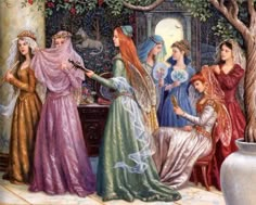 The Twelve Dancing Princesses by Ruth Sanderson Dreaming Illustration, Ruth Sanderson, Elven Fashion, Morgana Le Fay, Twelve Dancing Princesses, Ella Enchanted, Medieval Era, Pre Raphaelite Art, 12 Dancing Princesses