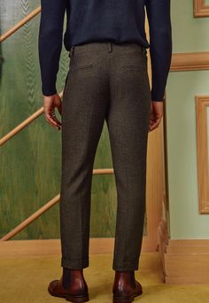 "Upgrade your wardrobe with our Men's Vintage Style Tweed Herringbone Pants. Made with quality tweed and a classic herringbone pattern, these pants exude timeless style. Perfect for any occasion, these pants pair well with a dress shirt or casual tee. Elevate your fashion game with these must-have pants." 95%Polyester+5%Wool Care instructions Machine Wash, Hand Wash Only Herringbone pattern tweed trousers, double pleated dress pants, regular fit, straight fit, zipper closure, casual pants and business dress pants SIZE NECK CHEST WAIST SLEEVE S 14-14½″ 34-36″ 28-30″ 32-33″ M 15-15½″ 38-40″ 32-34″ 33-34″ L 16-16½″ 42-44″ 36-38″ 34-35″ XL 17-17½″ 46-48″ 40-42″ 35-36″ 2XL 18-18½″ 50-52″ 44-46″ 36-37″ 3XL 19-19½″ 54-56″ 48-50″ 37-38″ 4XL 20½-21″ 58-60″ 53-55″ 38″ 5XL 22-22½″ 62-64″ 58-60″ 38½″ Tailored Tweed Pants For Fall, Tailored Tweed Fall Bottoms, Tailored Tweed Bottoms For Fall, Formal Tweed Pants With Herringbone Pattern, Fitted Tweed Pants For Fall, Fitted Tweed Bottoms For Fall, Fall Fitted Tweed Pants, Tweed Bottoms For Business Casual In Fall, Fall Tweed Bottoms For Business Casual