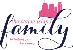 the state island family logo is shown in pink and blue, with a city skyline behind it