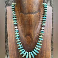 Southwestern 925 Sterling Silver Graduated Turquoise Bead Necklace. 18 Inch Turquoise Bead Necklaces, Turquoise Beads, Bead Necklace, Womens Jewelry Necklace, Beaded Necklace, Jewelry Necklaces, 925 Sterling Silver, Womens Sizes, Necklaces