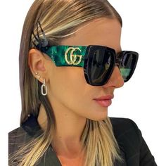 Gucci Sunglasses Gg0956s 001 Black Gold Green Lens Square Woman Large Size: 54-19-145mm The Gucci Gg0956s 001 Sunglasses Are Ideal For A Wide Range Of Personalities That Show Up For Their Essence And Good Taste. The Gucci Gg0956s 001 Sunglasses Will Give You A Stunning Style Step By Step, Protecting Your Eyes And Guaranteeing The Best Price. 100% Authentic Made In Italy Comes With Gucci Case, Cloth And Paperwork Sunglass Pouch, Green Lens, Sunglasses Logo, نظارات شمسية, Sunglass Chain, Gucci Models, Gucci Sunglasses, Gucci Accessories, Gold Sunglasses