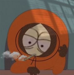 Kenny from South Park is smoking a blunt in his room relaxing Aesthetic Kenny Pfp, Funny Rick And Morty Pfp, Kenny Unhooded Pfp, I Love Me Pfp, Kenny From South Park, Simpsons Wallpaper Weeds, Cartoon Stoners