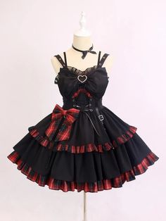 Punk Dress, Check Dress, Suspender Dress, Gothic Lolita, Plaid Dress, Kawaii Fashion